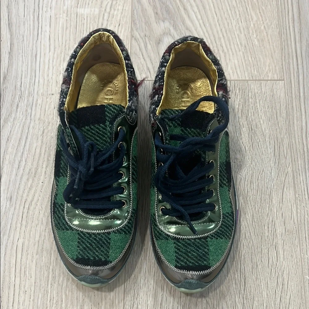 Green Plaid Women's Fashion Sneakers - Designer Style